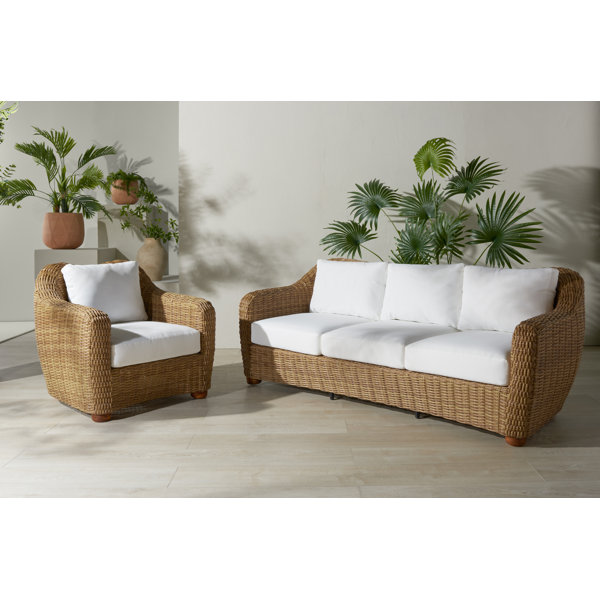 SafaviehCouture Melbourne Wicker 2 Piece Patio Conversation Set ...